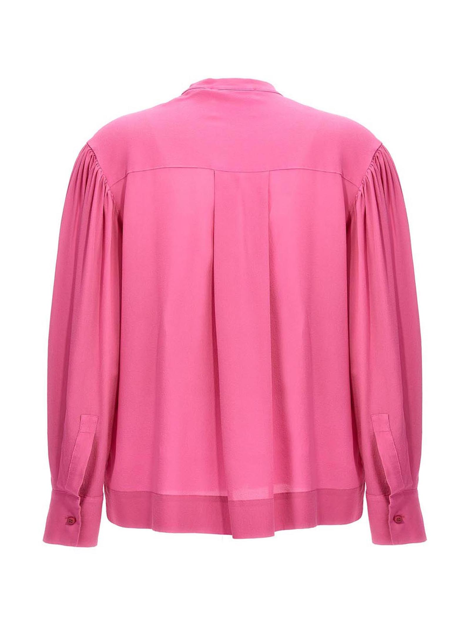 Blouse by NUDE for women in silk multicolor, nude & pink showcases a sharp silhouette, elegantly detailed with a sharp v-neck neckline and sharp .