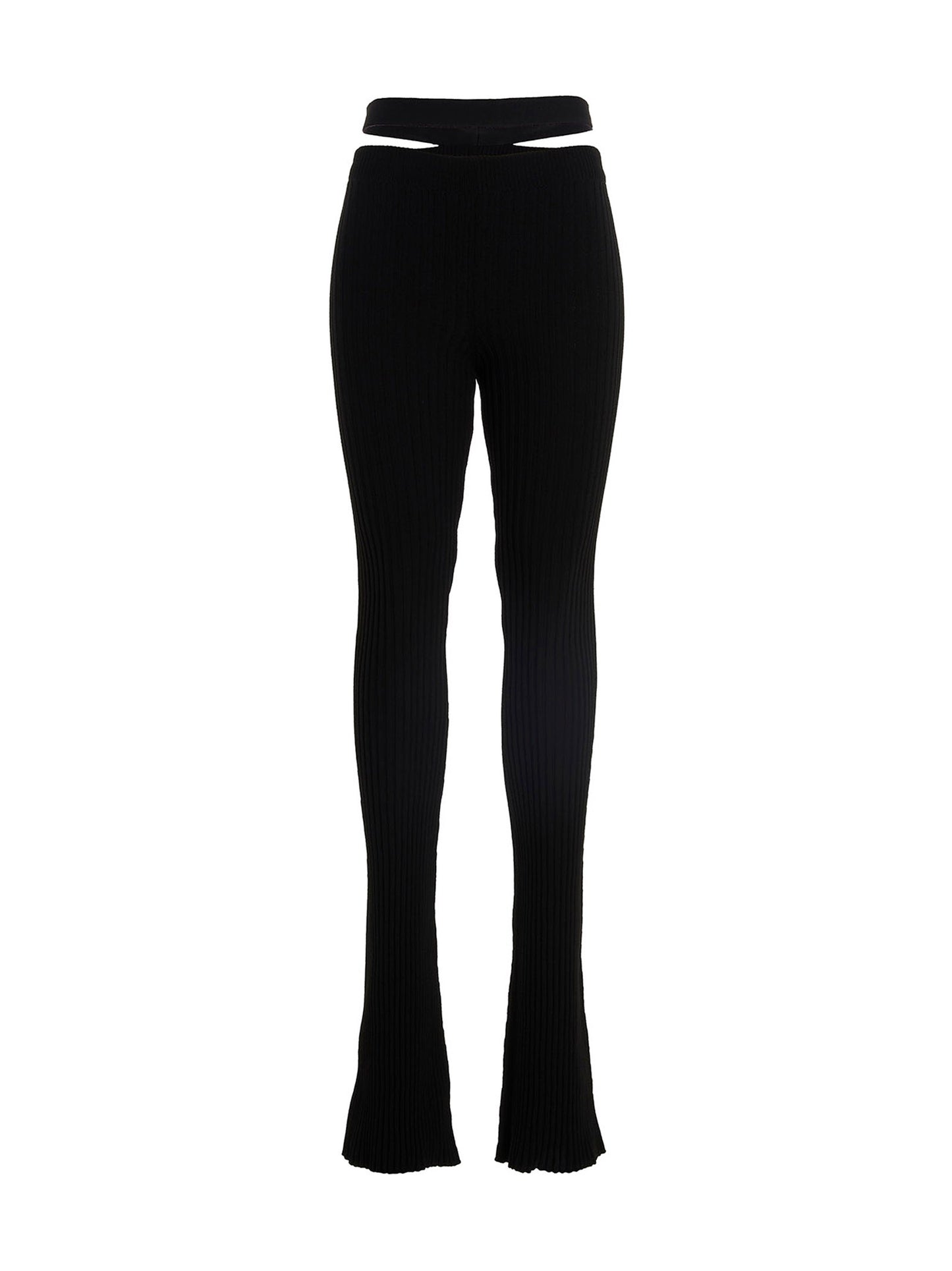 Trousers by ANDREĀDAMO for women in viscose polyester & polyamide black presents a perennial silhouette, meticulously tailored with a flared cut, long finish, and an elegant .
