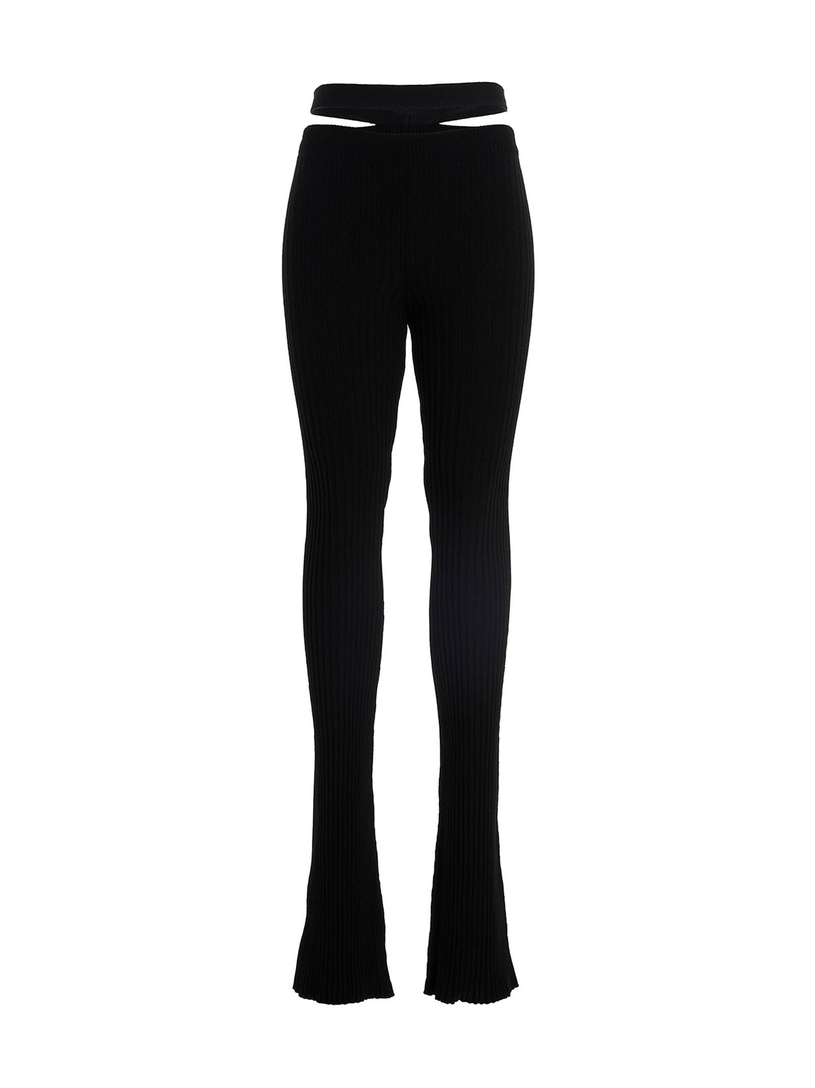 Trousers by ANDREĀDAMO for women in viscose polyester & polyamide black presents a perennial silhouette, meticulously tailored with a flared cut, long finish, and an elegant .