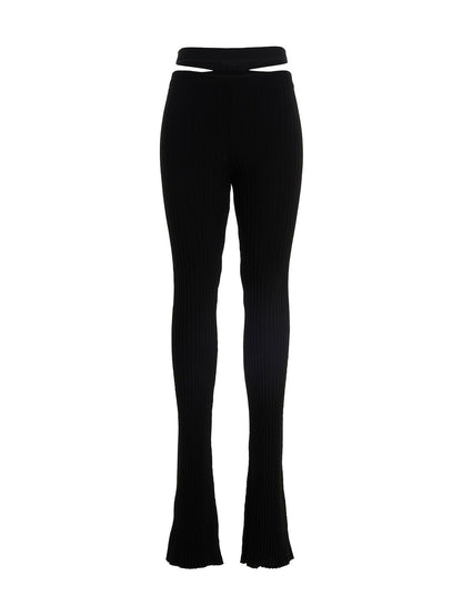 Trousers by ANDREĀDAMO for women in viscose polyester & polyamide black presents a perennial silhouette, meticulously tailored with a flared cut, long finish, and an elegant .