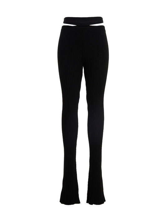 Trousers by ANDREĀDAMO for women in viscose polyester & polyamide black presents a perennial silhouette, meticulously tailored with a flared cut, long finish, and an elegant .