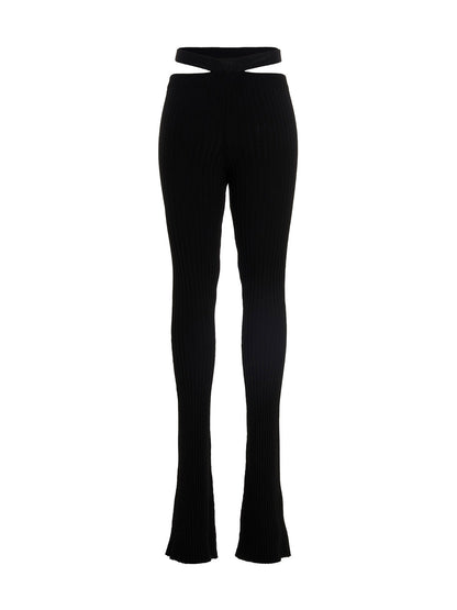 Trousers by ANDREĀDAMO for women in viscose polyester & polyamide black features an on trend silhouette, showcasing a sophisticated flared with a long and for an on trend finish.