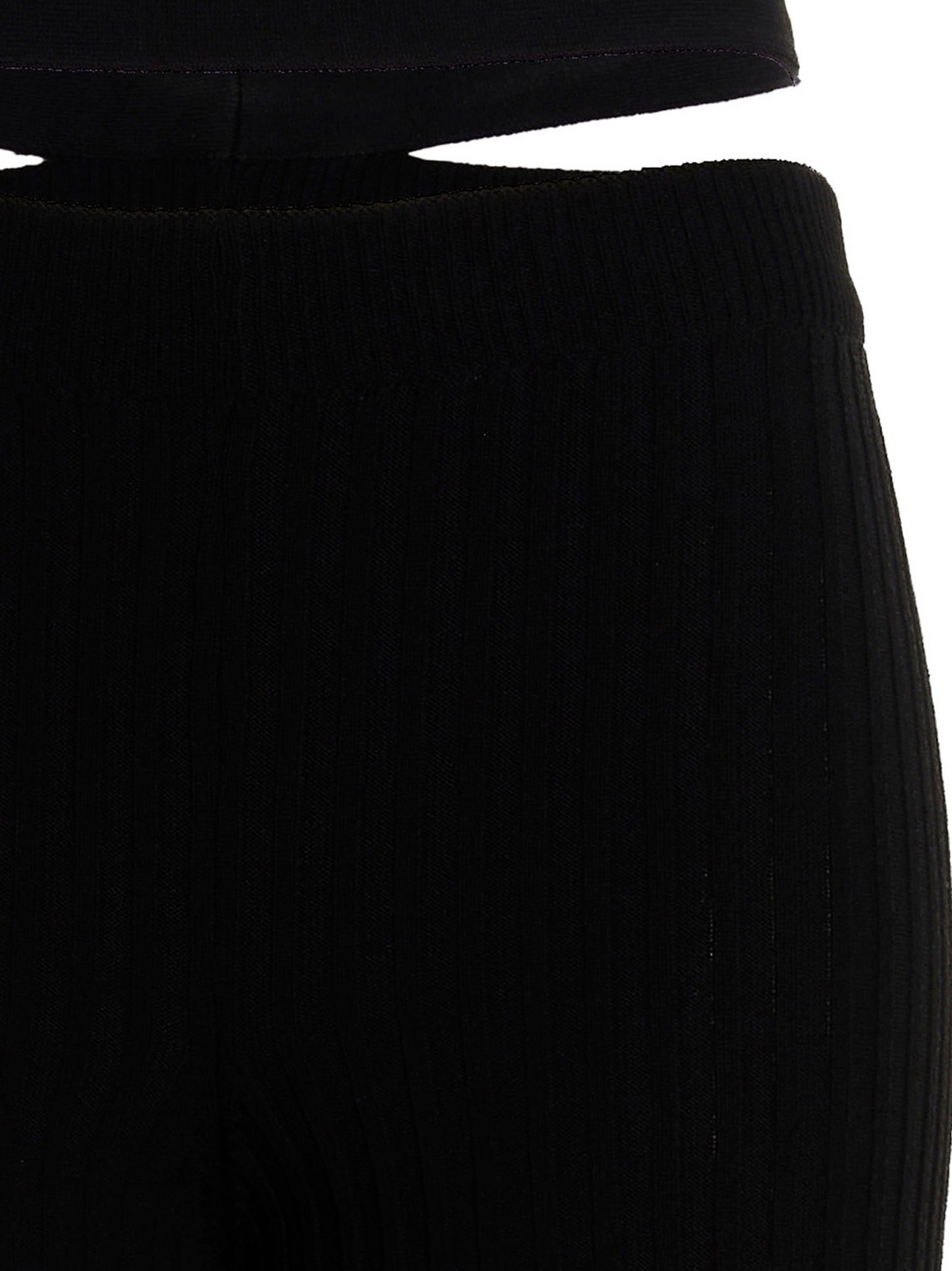 Trousers by ANDREĀDAMO for women in viscose polyester & polyamide black features an sartorial silhouette, showcasing a precise flared and long with a sartorial for a refined look.