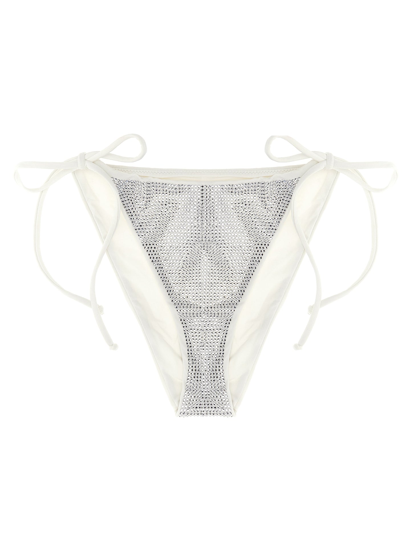 Swim Briefs by MC2 Saint Barth for women in polyamide & rhinestone white features a riviera-ready silhouette, showcasing the riviera-ready design of the Women's Polyamide & Rhinestone Swim Briefs for a sophisticated look.