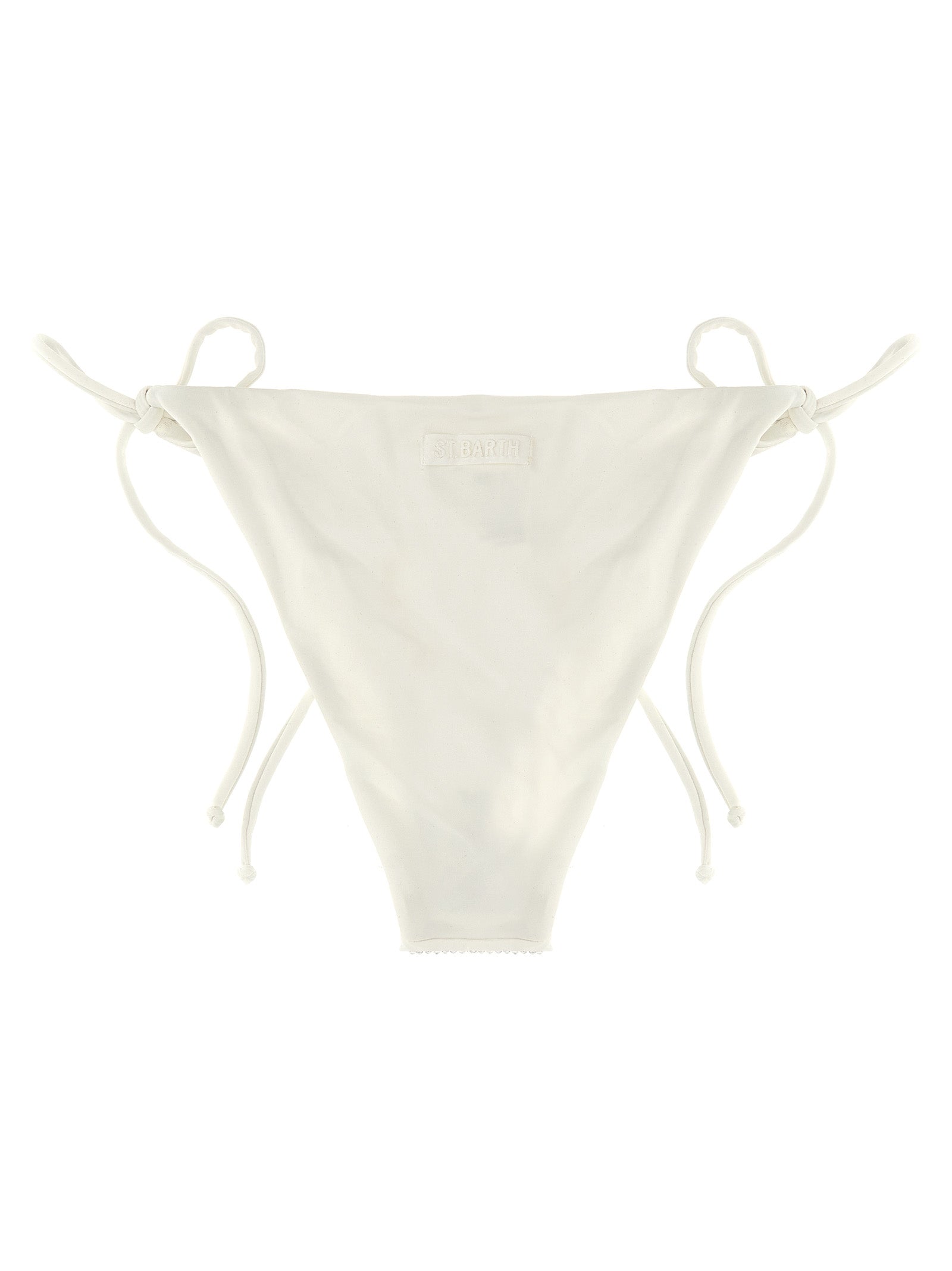 Swim Briefs by MC2 Saint Barth for women in polyamide & rhinestone white features an magnificent silhouette, showcasing the refined aesthetic of Women's Polyamide & Rhinestone Swim Briefs with a magnificent cut designed for the modern shoreline.