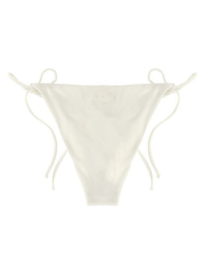 Swim Briefs by MC2 Saint Barth for women in polyamide & rhinestone white features an magnificent silhouette, showcasing the refined aesthetic of Women's Polyamide & Rhinestone Swim Briefs with a magnificent cut designed for the modern shoreline.