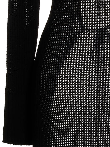 Cardigan by ANDREĀDAMO for women in viscose polyester & polyamide black showcases a luxurious silhouette, meticulously detailed with a sophisticated and for a refined finish.