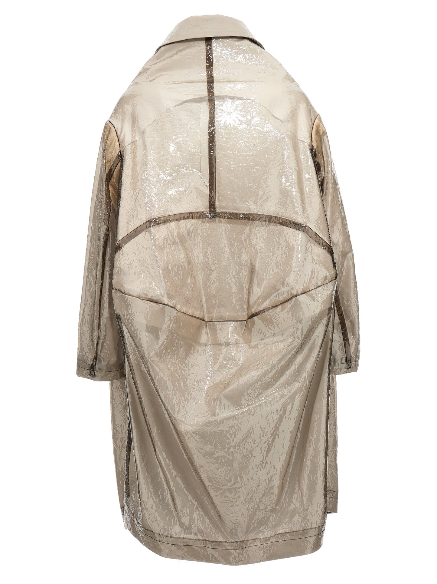 Trench Coat by Comme Des Garçons for women in polyethylene & polyurethane gray showcases a contemporary silhouette, detailed with a contemporary and distinctive pockets for a truly contemporary finish.