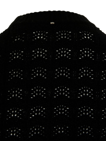Cardigan by Sportmax for women in cashmere black features a dramatic silhouette, showcasing a sophisticated and dramatic detail for a timeless, premium look.