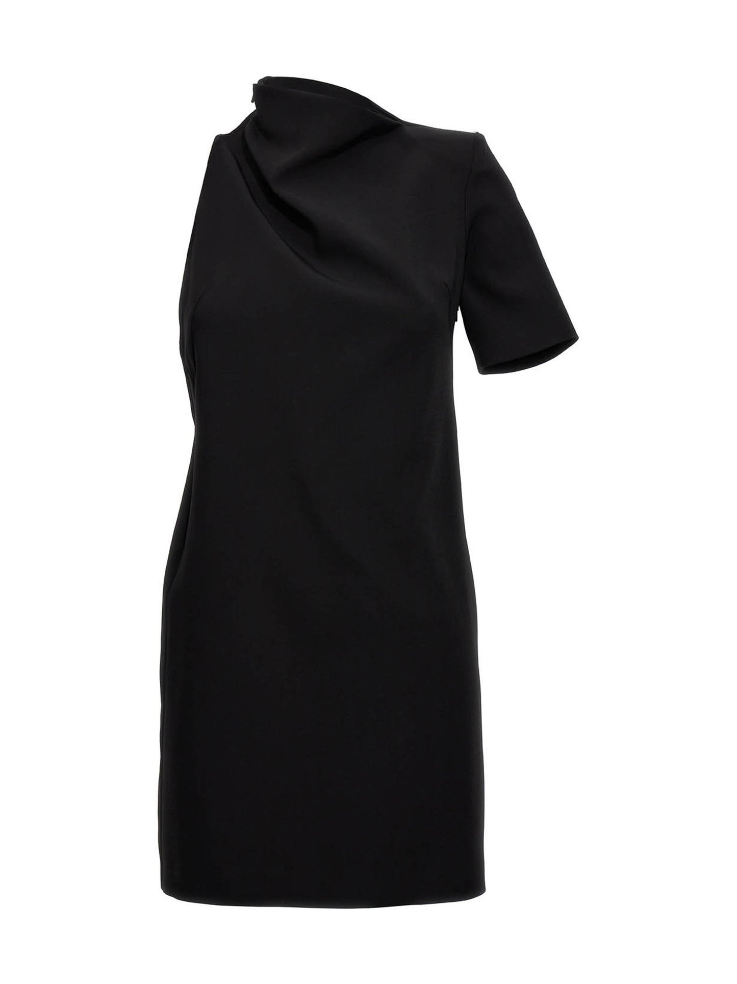 Dress by Sportmax for women in stretch viscose black presents a sinuous silhouette, showcasing a sophisticated and short-sleeve detailed with a sinuous maxi short for a refined finish.