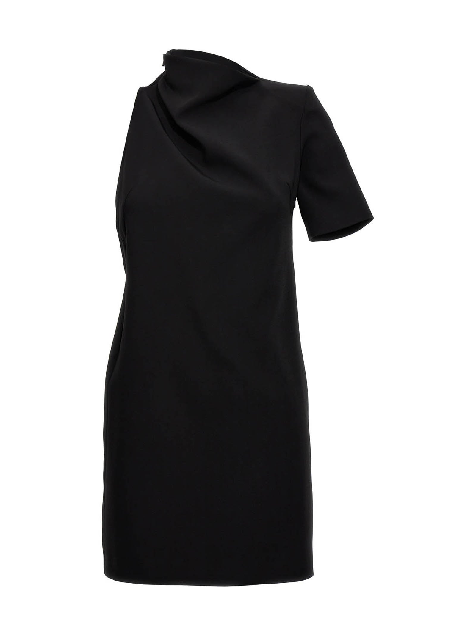Dress by Sportmax for women in stretch viscose black presents a sinuous silhouette, showcasing a sophisticated and short-sleeve detailed with a sinuous maxi short for a refined finish.