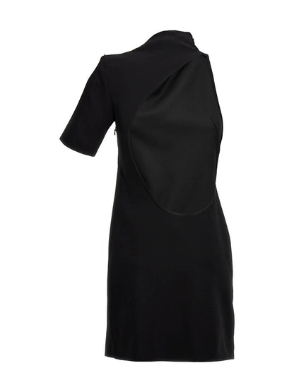 Dress by Sportmax for women in stretch viscose black features a dramatic silhouette, showcasing an elegant and that flows into a dramatic maxi short.