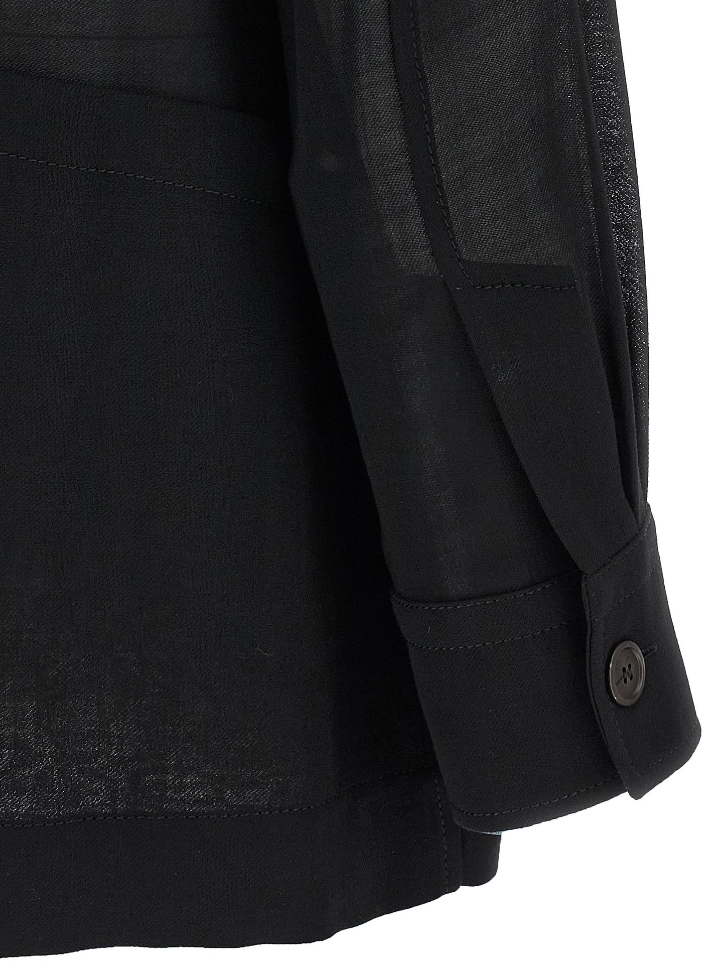 Blouse by Ferragamo for women in polyamide & virgin wool black & transparent, featuring a nuanced and nuanced for a sophisticated finish.