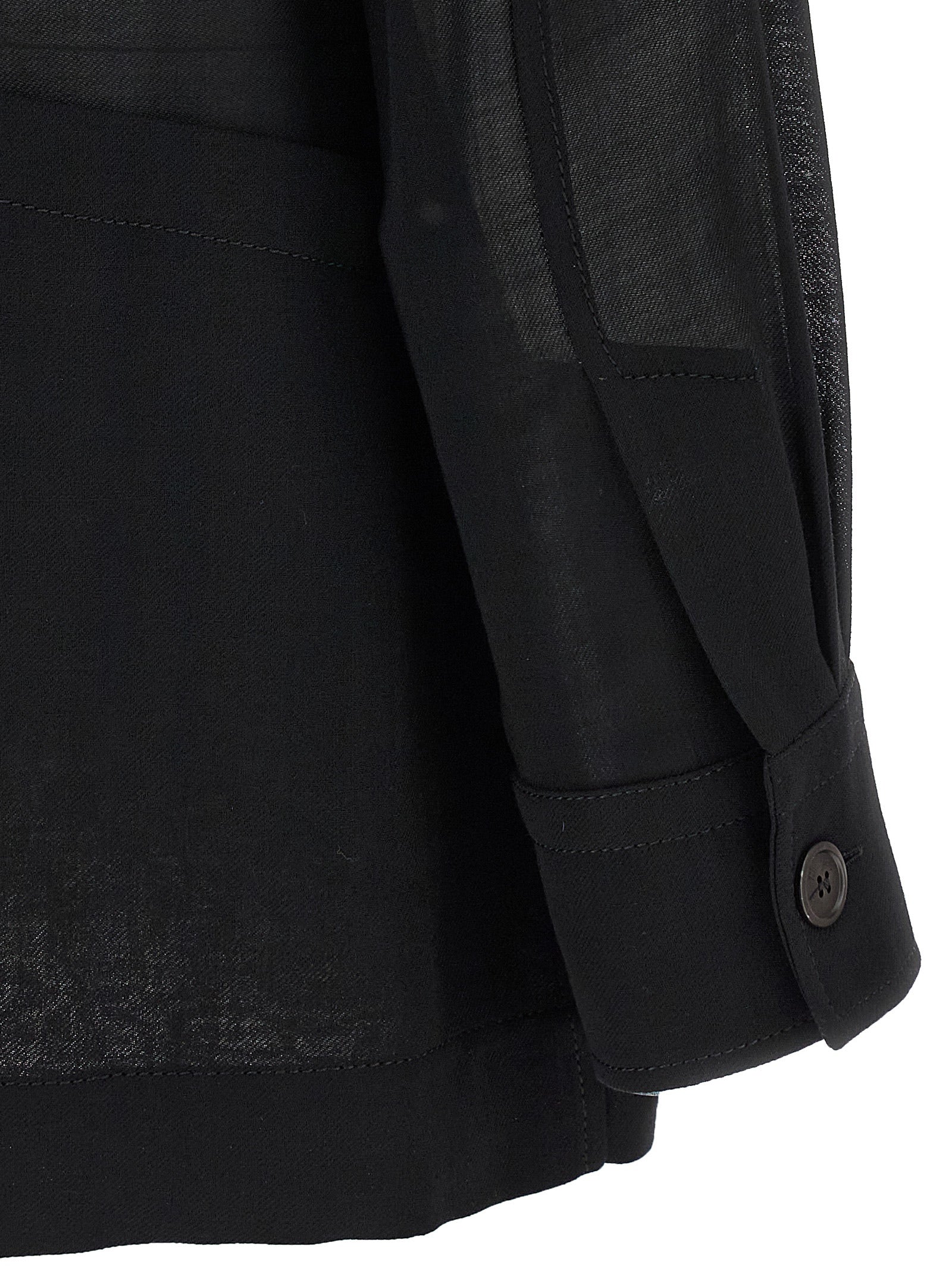 Blouse by Ferragamo for women in polyamide & virgin wool black & transparent, featuring a nuanced and nuanced for a sophisticated finish.