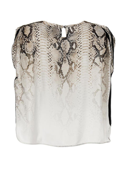 Blouse by NUDE for women in viscose multicolor, nude, patterned & print showcases a sharp silhouette, elegantly detailed with a sharp and sharp .