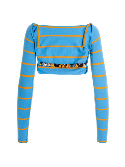 Cardigan by Emilio Pucci for women in wool & silk light-blue & striped features an impeccable silhouette, showcasing a sophisticated and detail for a truly impeccable finish.