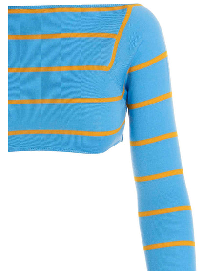 Cardigan by Emilio Pucci for women in wool & silk light-blue & striped features an crisp silhouette, showcasing a sophisticated and detail for a truly crisp finish.
