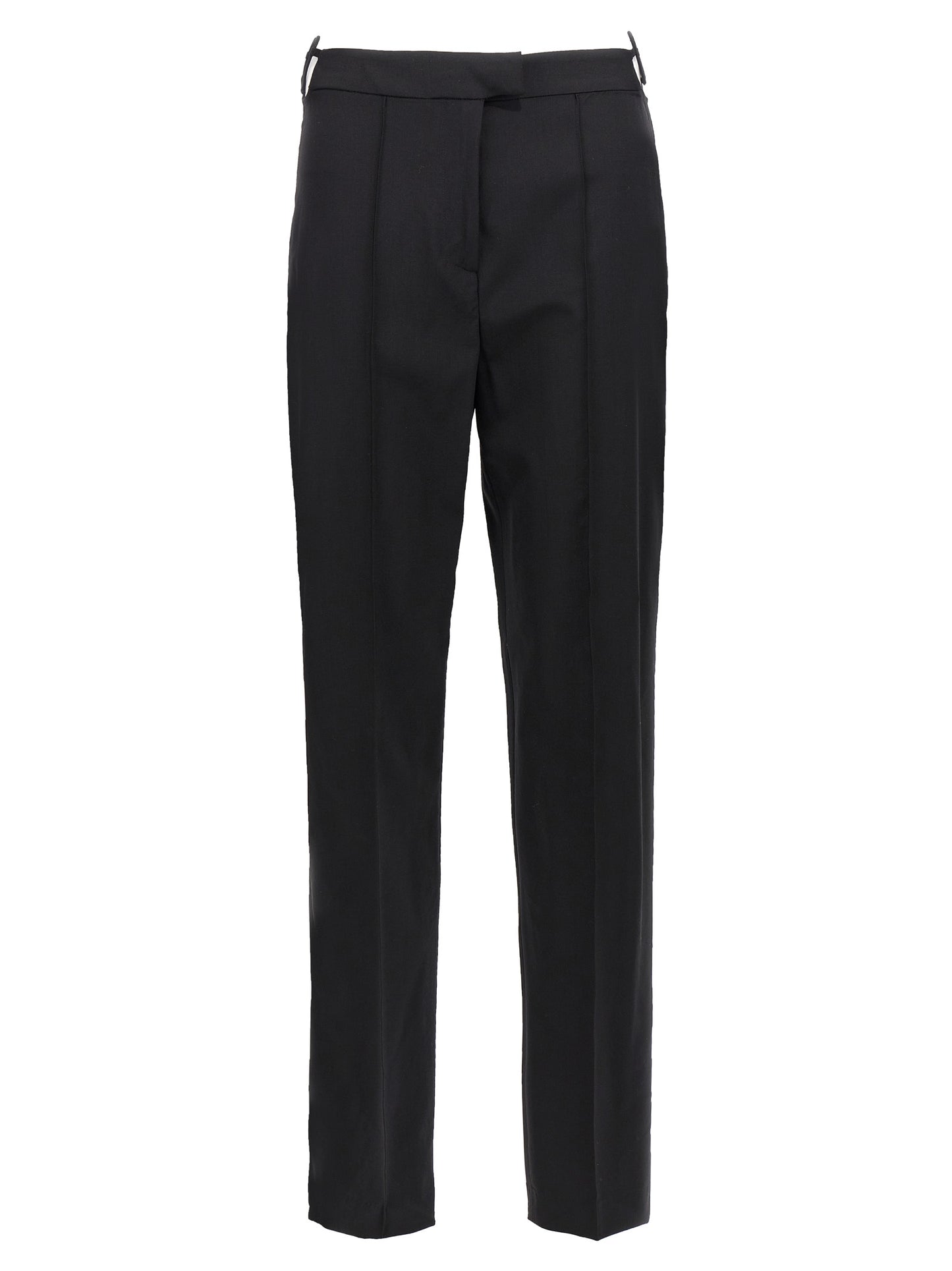 Pants by Nensi Dojaka for women in virgin wool black features a sleek silhouette with a sleek straight-leg, a refined long, and a sophisticated finish.