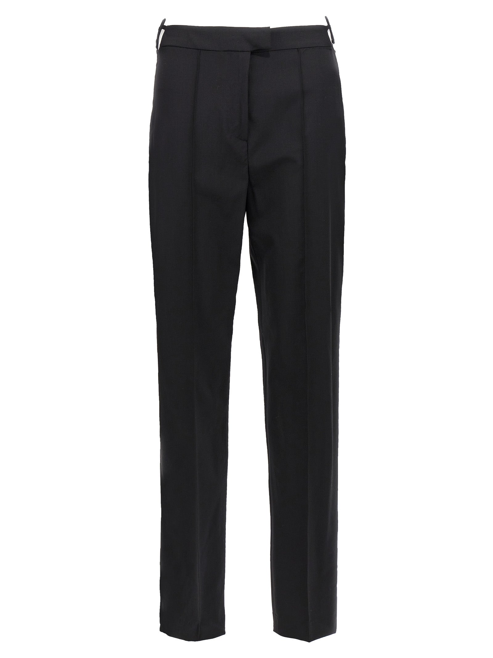 Pants by Nensi Dojaka for women in virgin wool black features a sleek silhouette with a sleek straight-leg, a refined long, and a sophisticated finish.
