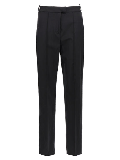 Pants by Nensi Dojaka for women in virgin wool black features a sleek silhouette with a sleek straight-leg, a refined long, and a sophisticated finish.