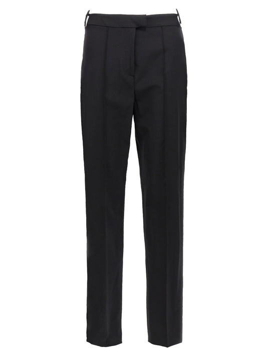 Pants by Nensi Dojaka for women in virgin wool black features a sleek silhouette with a sleek straight-leg, a refined long, and a sophisticated finish.