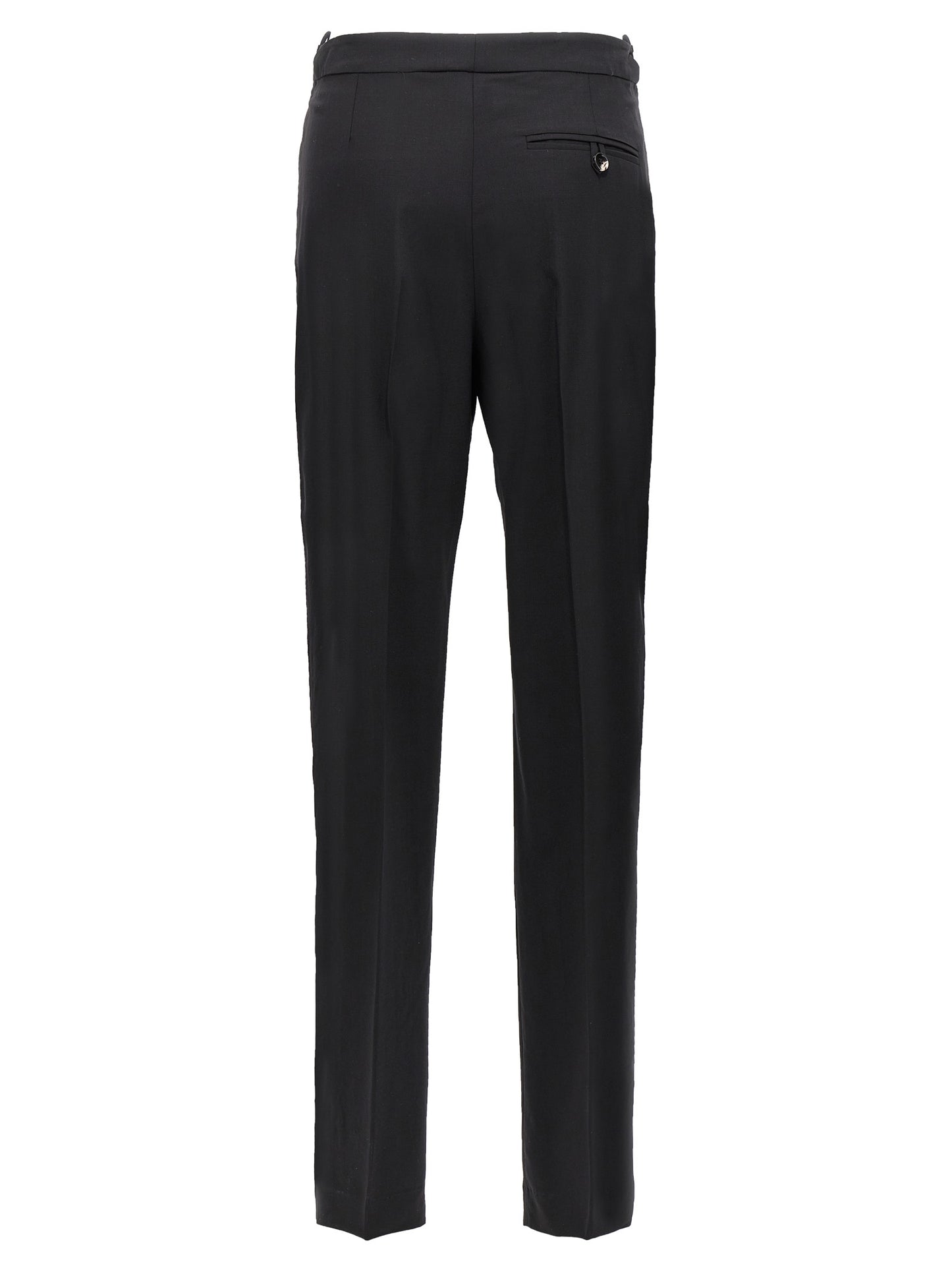 Pants by Nensi Dojaka for women in virgin wool black features an on trend silhouette with a and straight-leg cut in an elegant long for a sophisticated look.