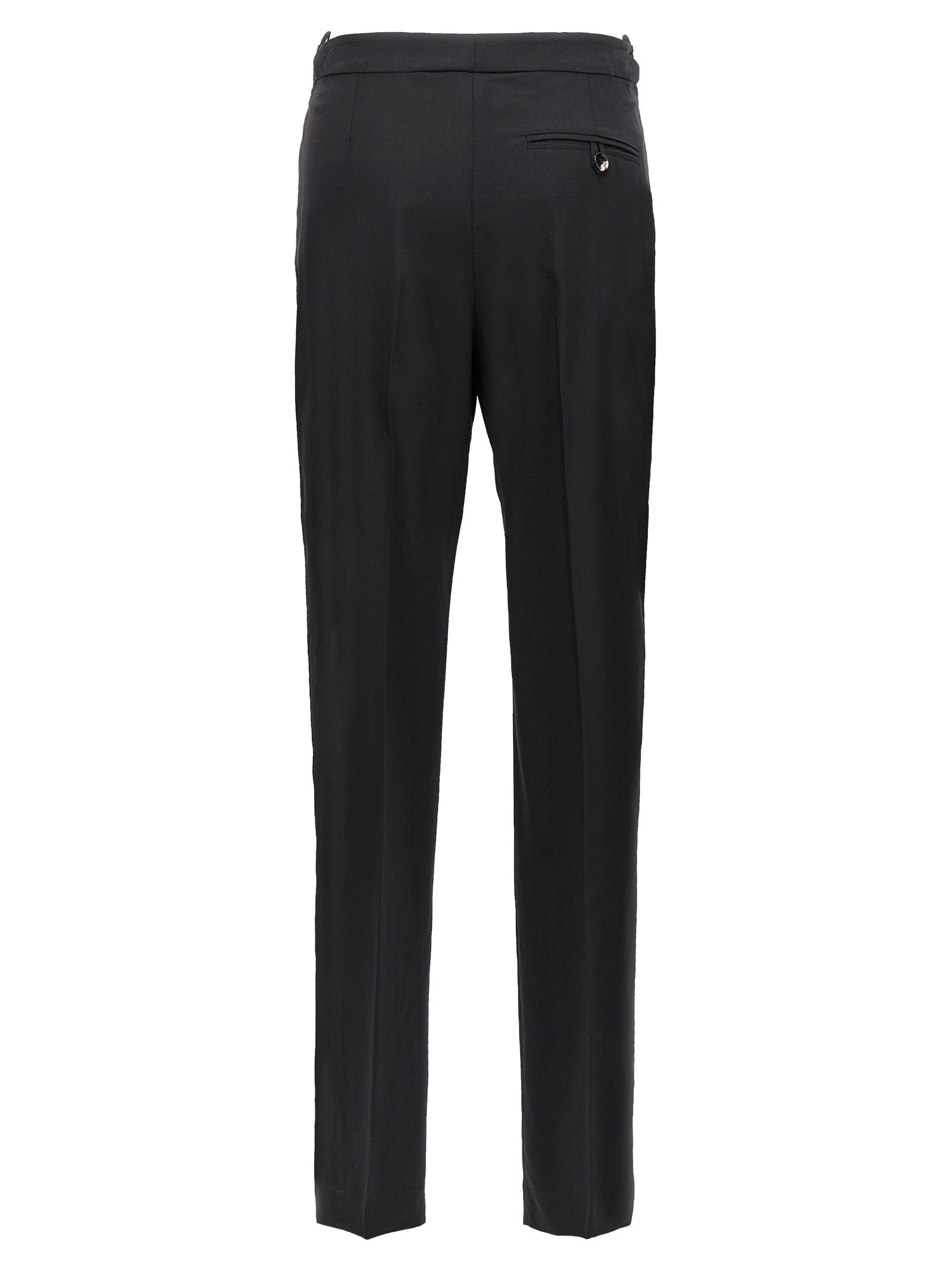 Pants by Nensi Dojaka for women in virgin wool black features an on trend silhouette with a and straight-leg cut in an elegant long for a sophisticated look.