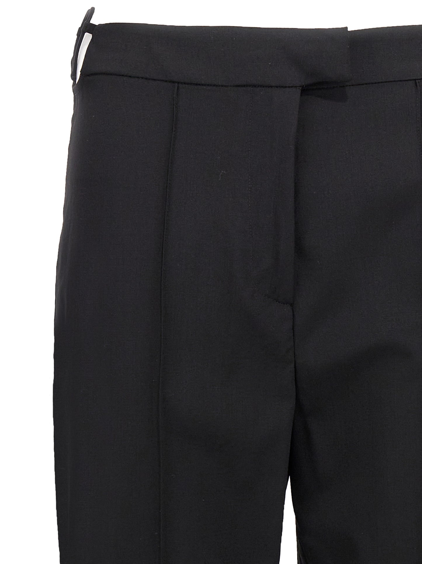 Pants by Nensi Dojaka for women in virgin wool black features a enduring silhouette, showcasing a enduring straight-leg and long with a for a premium, tailored aesthetic.