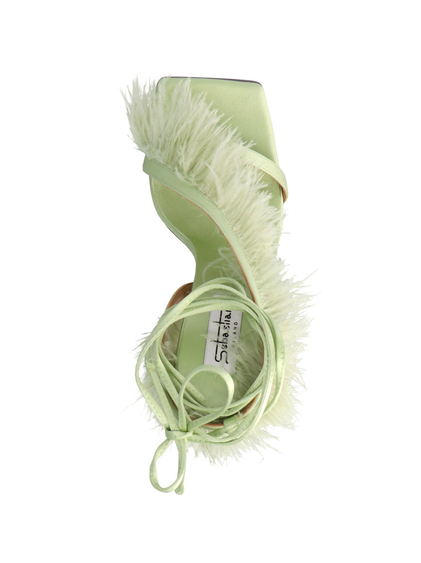 Stiletto Sandals by SEBASTIAN for women in viscose linen satin bicolour & green features an effortlessly chic silhouette from the Women's Viscose Linen Satin Stiletto Sandals collection, showcasing a effortlessly chic stiletto and elegant .