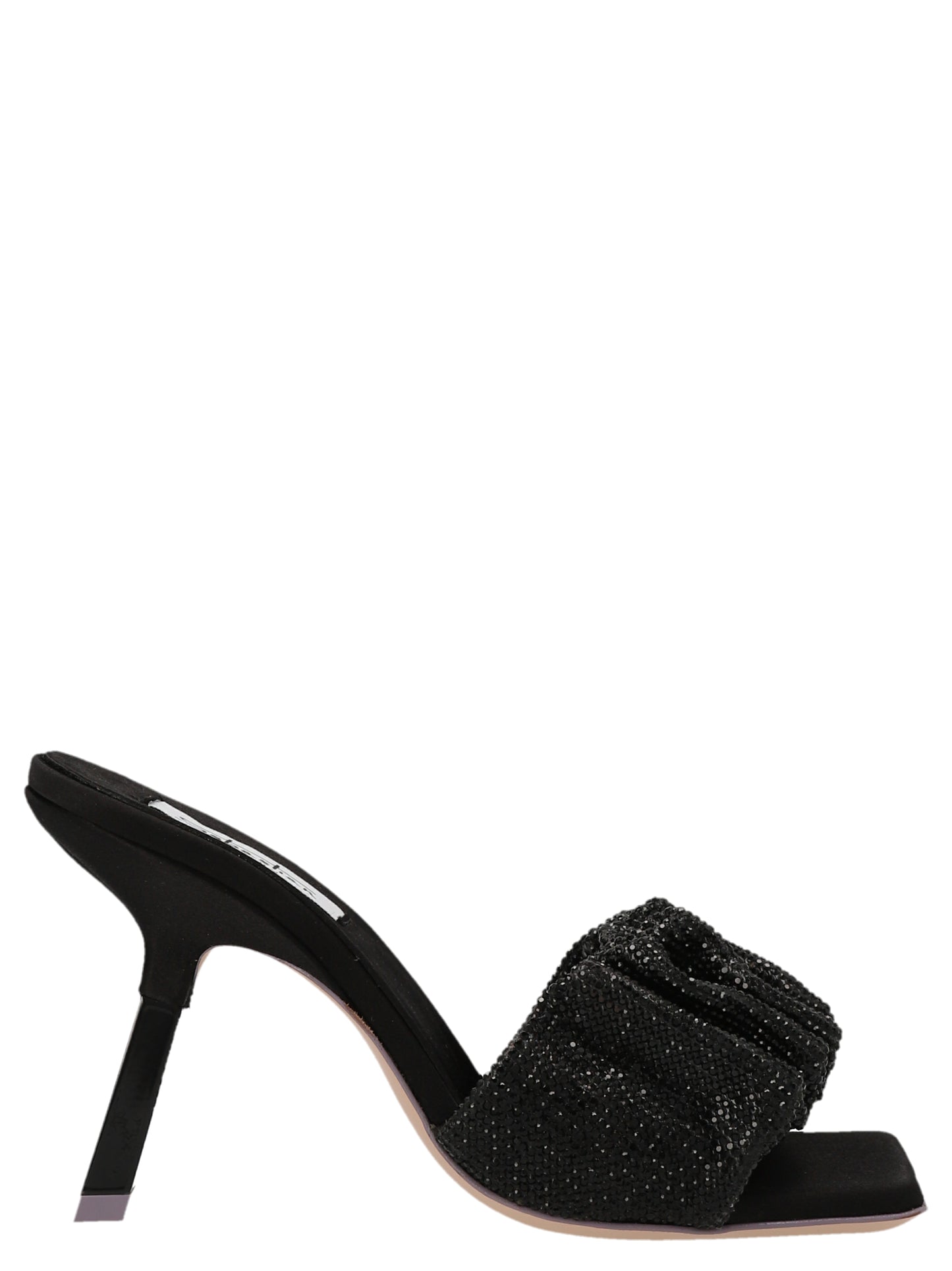 Stiletto Mules Sandals by SEBASTIAN for women in goatskin leather & sequins black features an architectural design from the Women's Goatskin leather & Sequins Stiletto Mules Sandals collection, defined by a architectural stiletto and for a architectural finish.