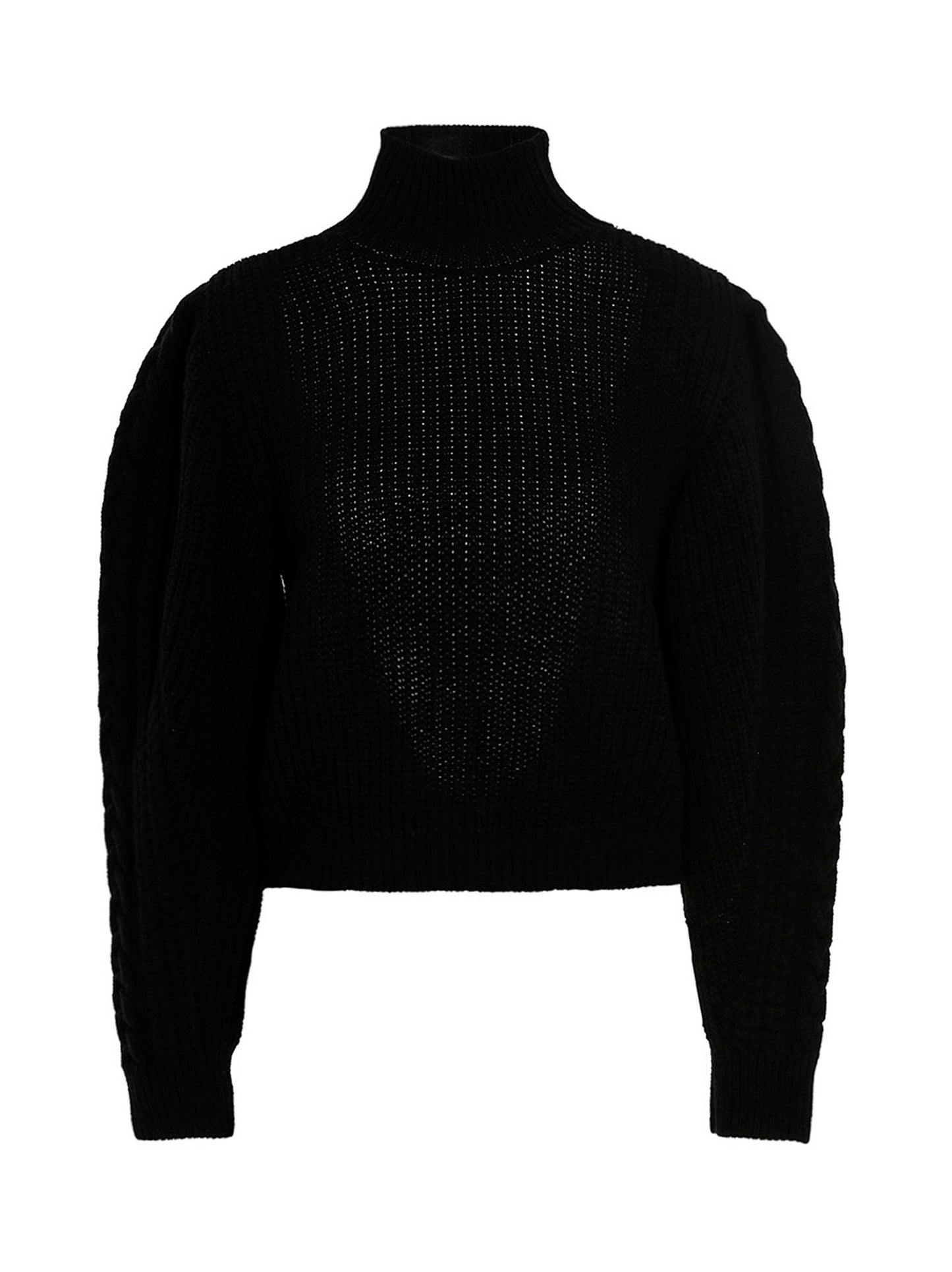 Cardigan by MIXIK for women in wool black features an crisp silhouette, showcasing a sophisticated turtle neckline and detail for a truly crisp finish.