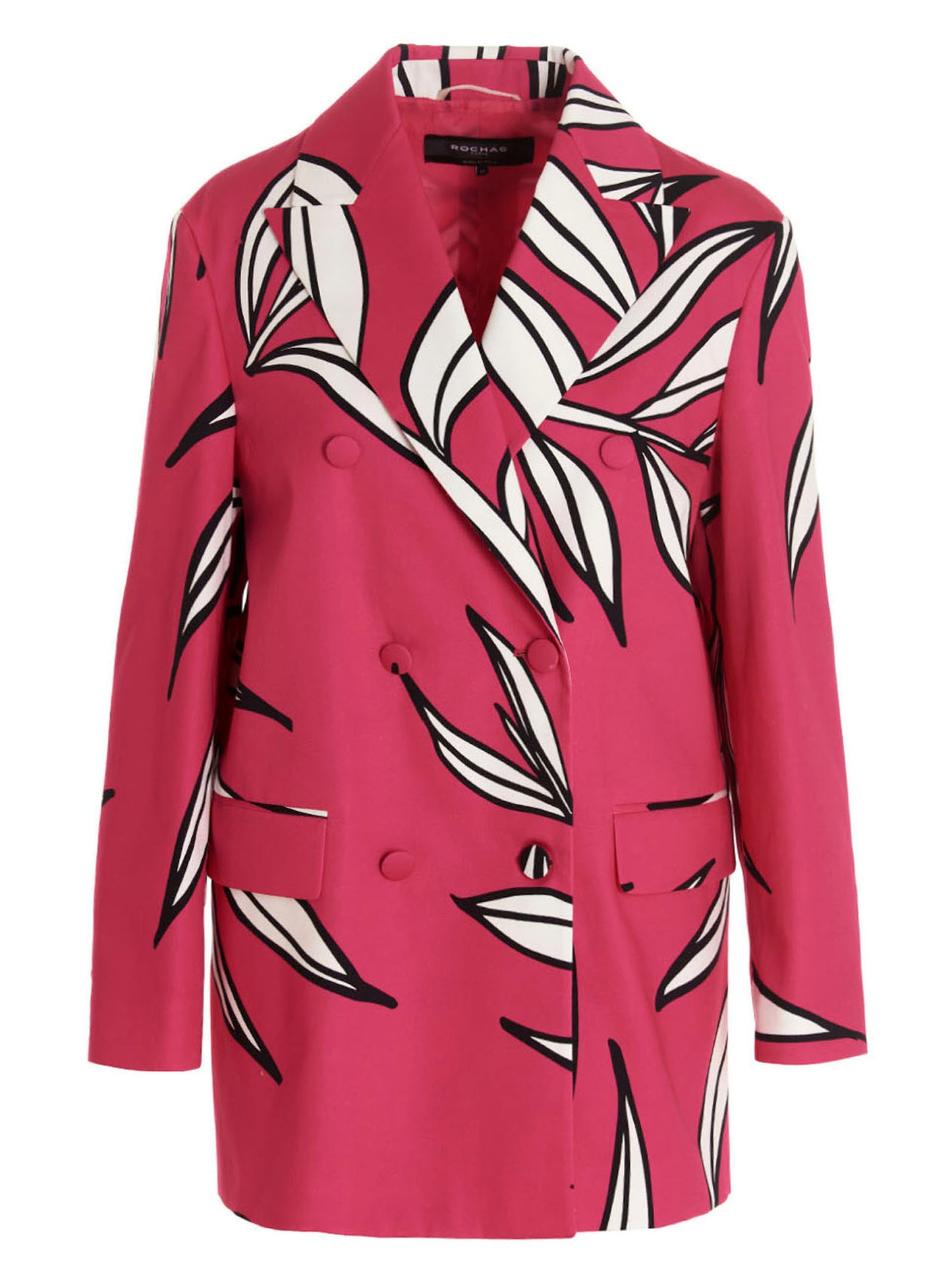 Blazer by ROCHAS for women in cotton fuchsia, floral & print presents a distinguished silhouette, detailed with a distinguished and distinctive for a truly sophisticated finish.