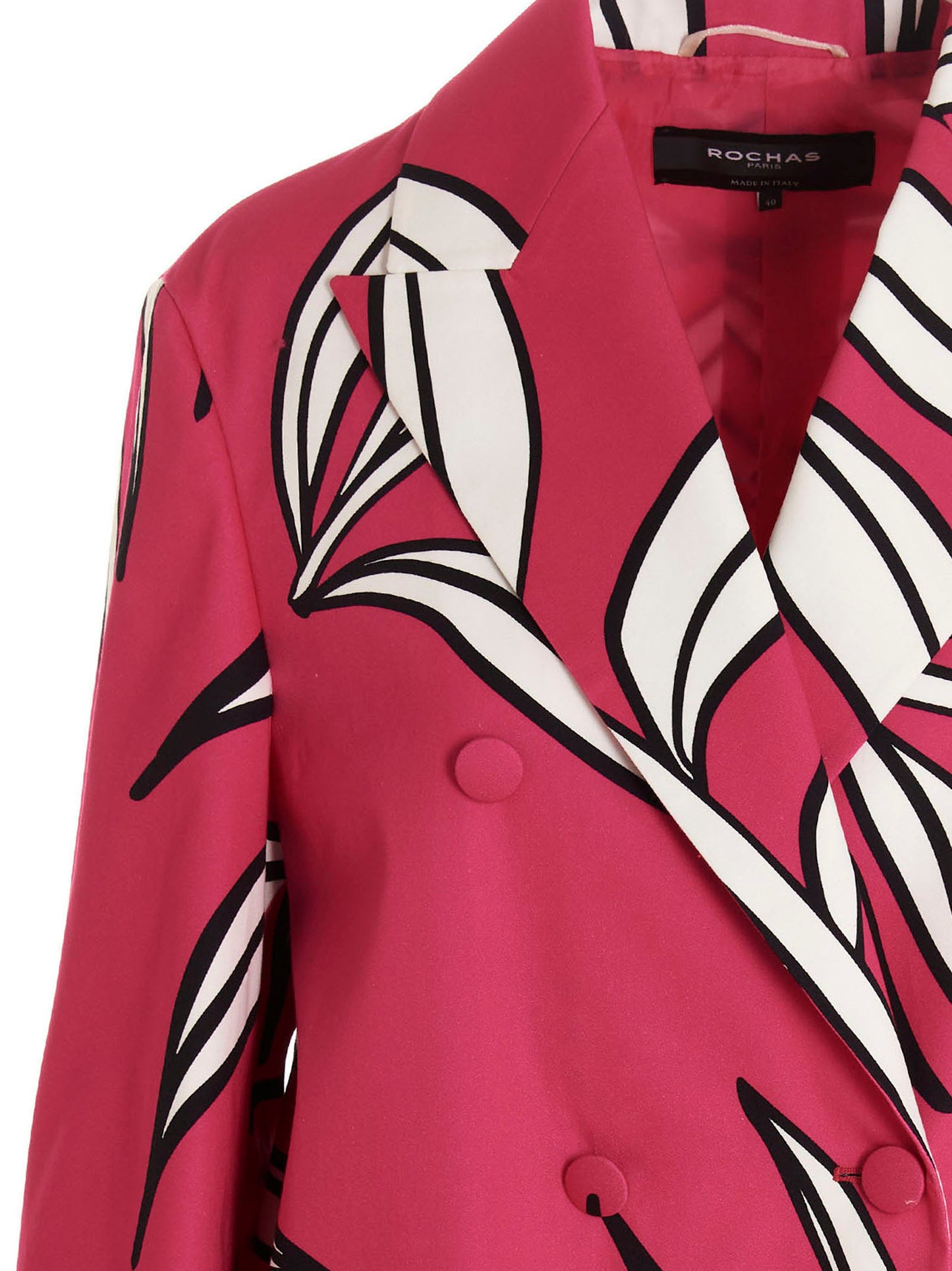 Blazer by ROCHAS for women in cotton fuchsia, floral & print features an sartorial silhouette, showcasing a sophisticated and sartorial for a truly sartorial finish.
