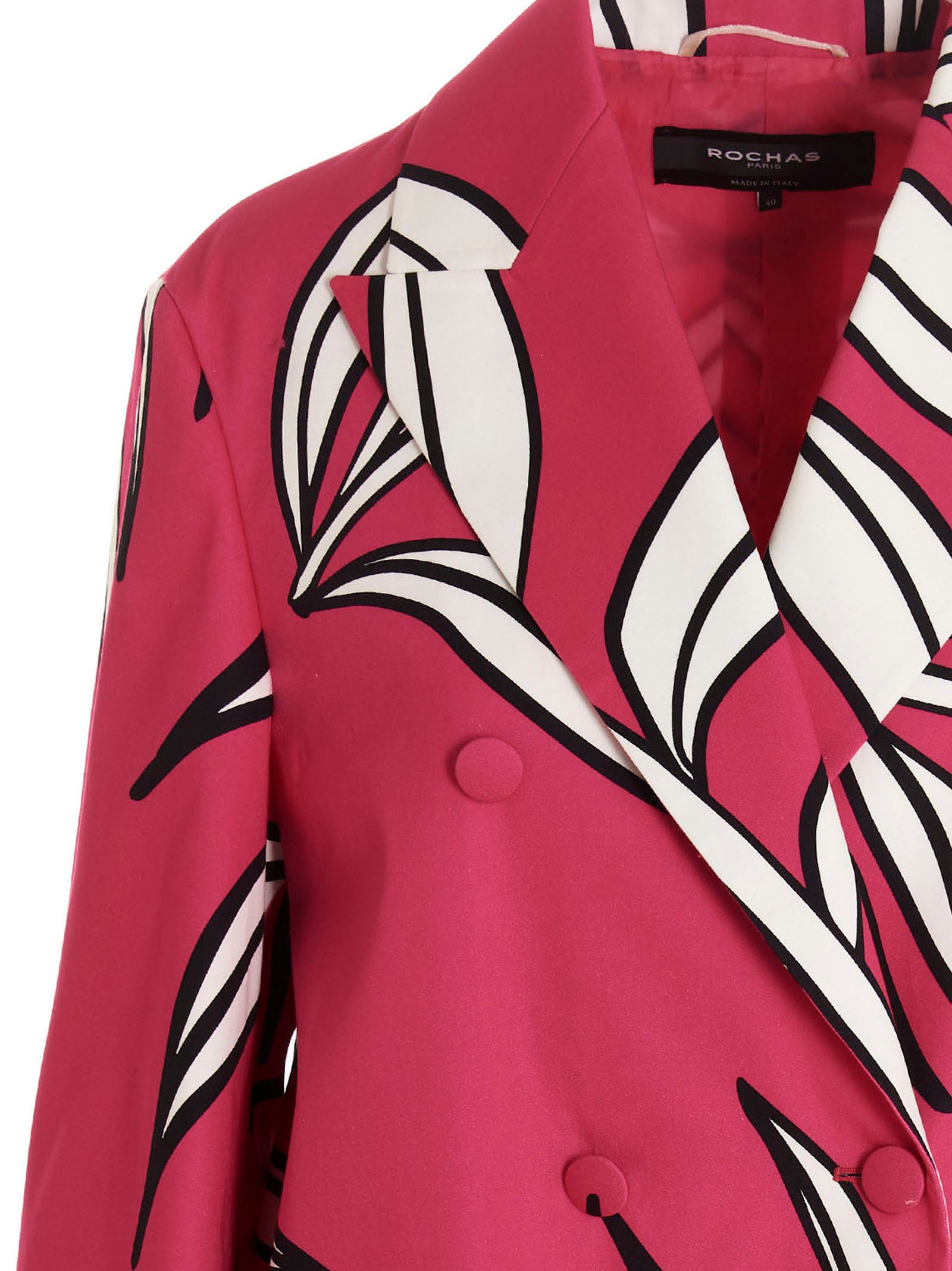 Blazer by ROCHAS for women in cotton fuchsia, floral & print features an sartorial silhouette, showcasing a sophisticated and sartorial for a truly sartorial finish.