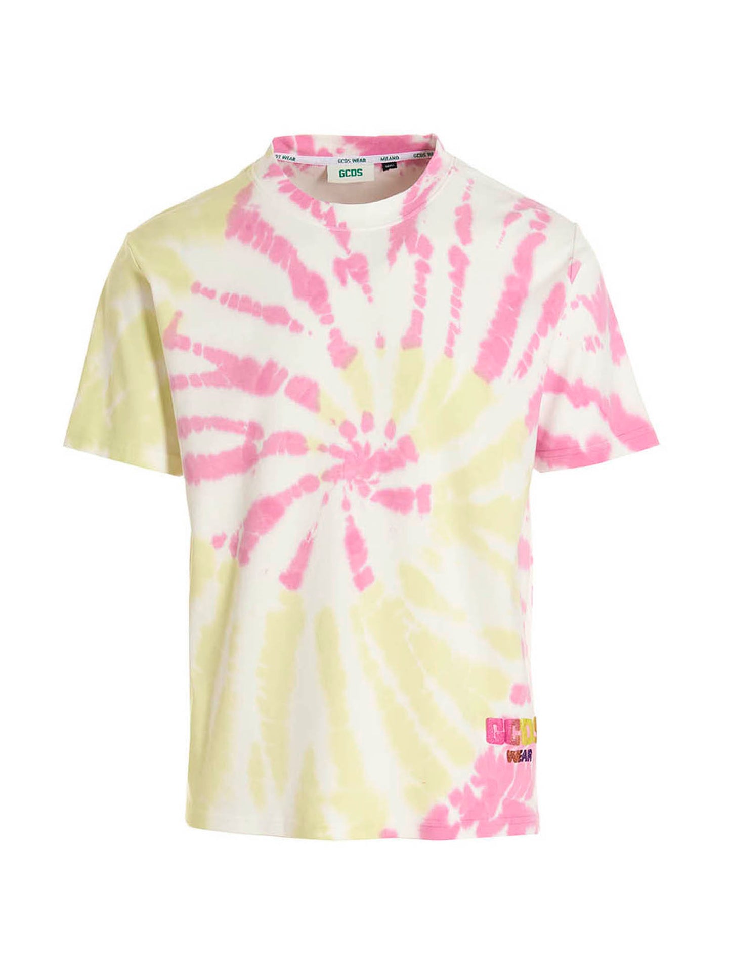 T-Shirt by GCDS for men in cotton multicolor, tie-dye & print features an on trend silhouette, perfectly showcasing a on trend short-sleeve and for an elevated aesthetic.