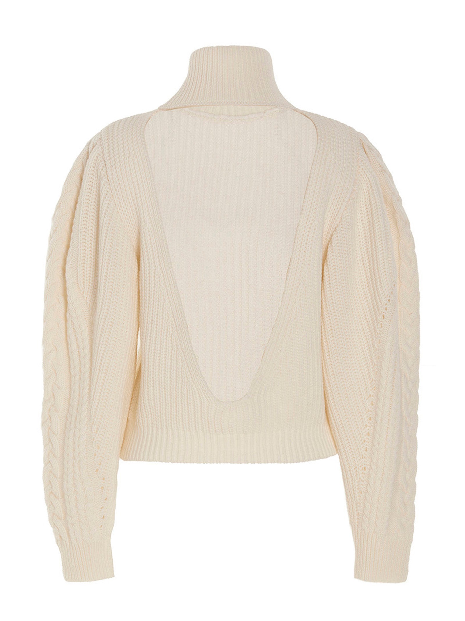 Cardigan by MIXIK for women in wool white presents a textural silhouette, artfully finished with a textural wrap turtle neckline and for a sophisticated, textural look.
