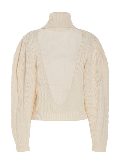 Cardigan by MIXIK for women in wool white presents a textural silhouette, artfully finished with a textural wrap turtle neckline and for a sophisticated, textural look.