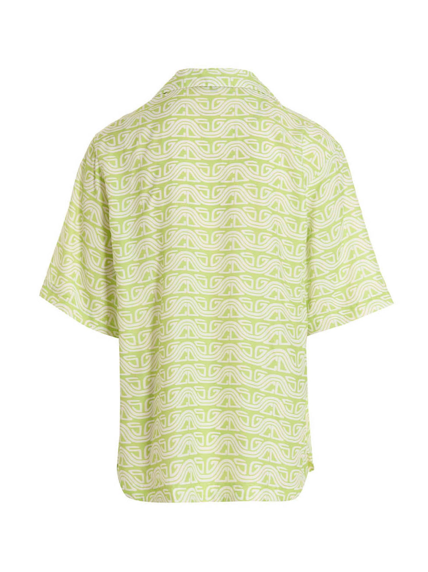 Shirt by GCDS for men in viscose bicolour, green & print showcases a sleek silhouette, elegantly detailed with a sleek and for a sleek finish.