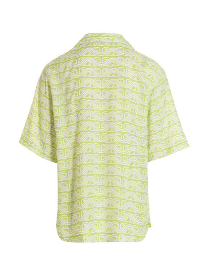 Shirt by GCDS for men in viscose bicolour, green & print showcases a sleek silhouette, elegantly detailed with a sleek and for a sleek finish.