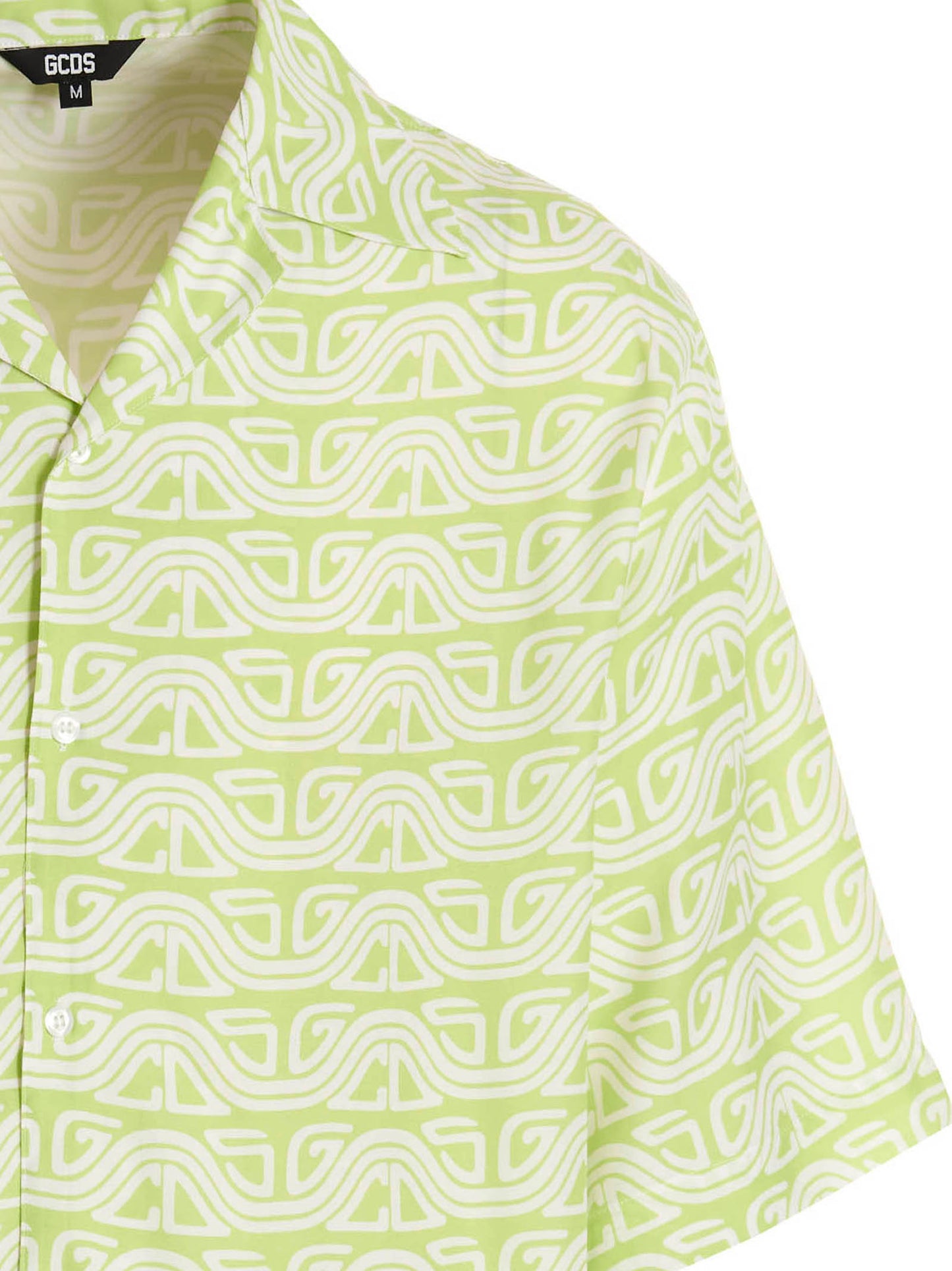 Shirt by GCDS for men in viscose bicolour, green & print showcases a sublime silhouette, artfully detailed with a sublime and for a sophisticated, sublime finish.