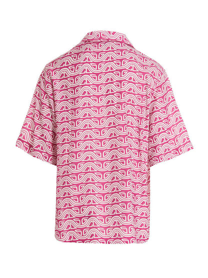 Shirt by GCDS for men in viscose fuchsia & print features an polished silhouette, showcasing a sophisticated and detail for a truly polished finish.