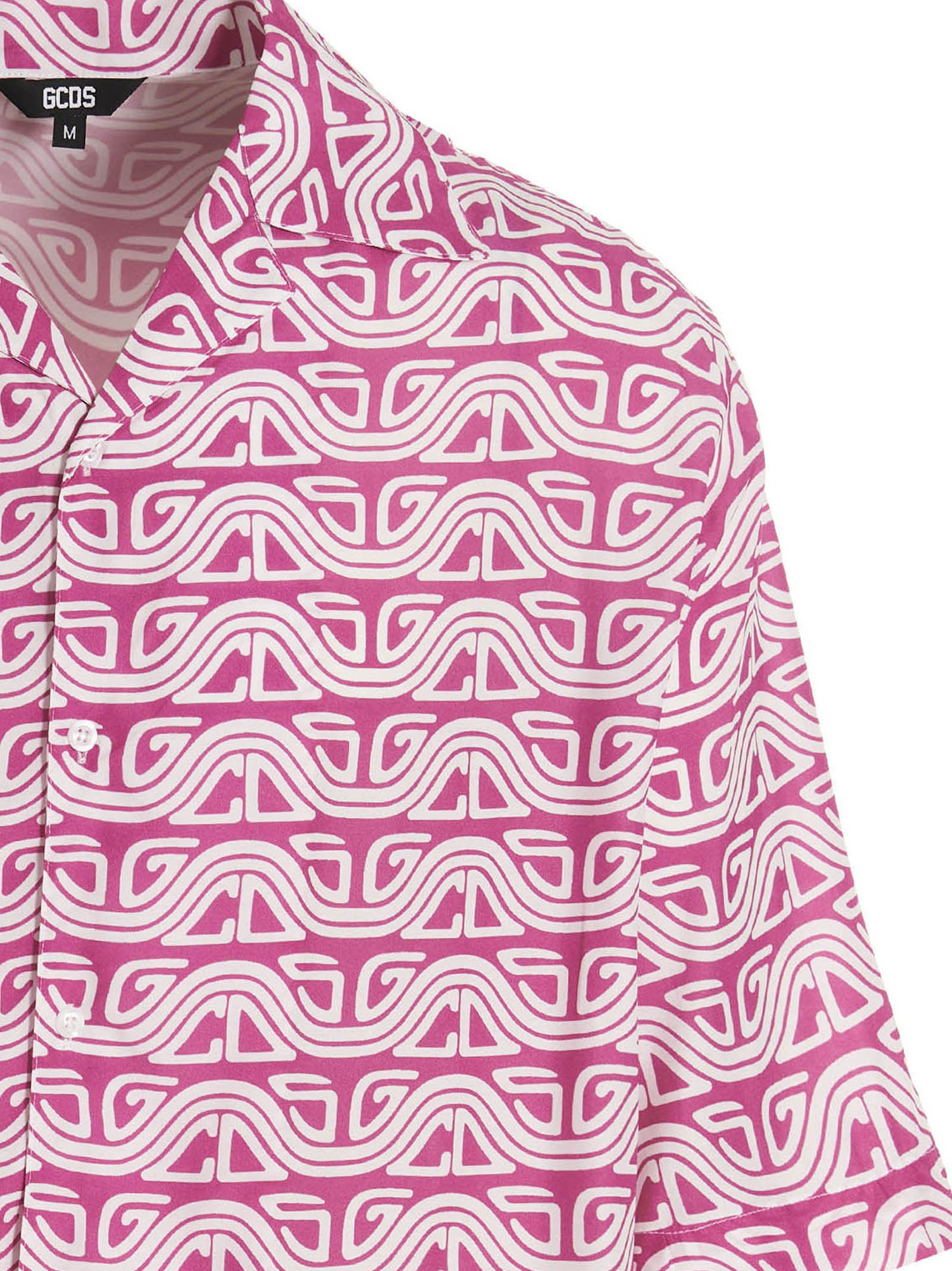 Shirt by GCDS for men in viscose fuchsia & print, featuring a nuanced and nuanced for a sophisticated finish.
