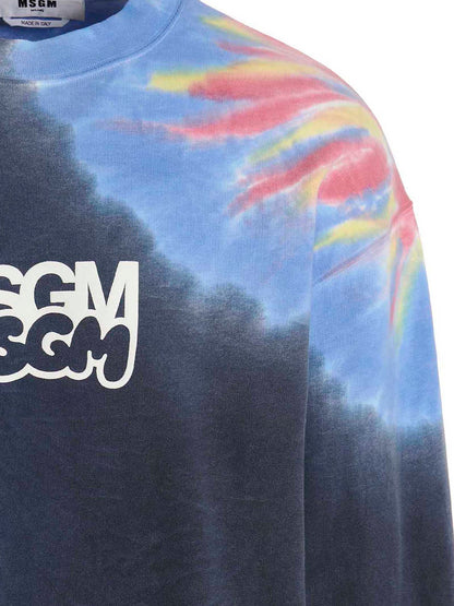 Sweatshirt by MSGM for men in cotton multicolor, tie-dye & print showcases a slouchy chic silhouette, artfully detailed with a slouchy chic and for a slouchy chic finish.