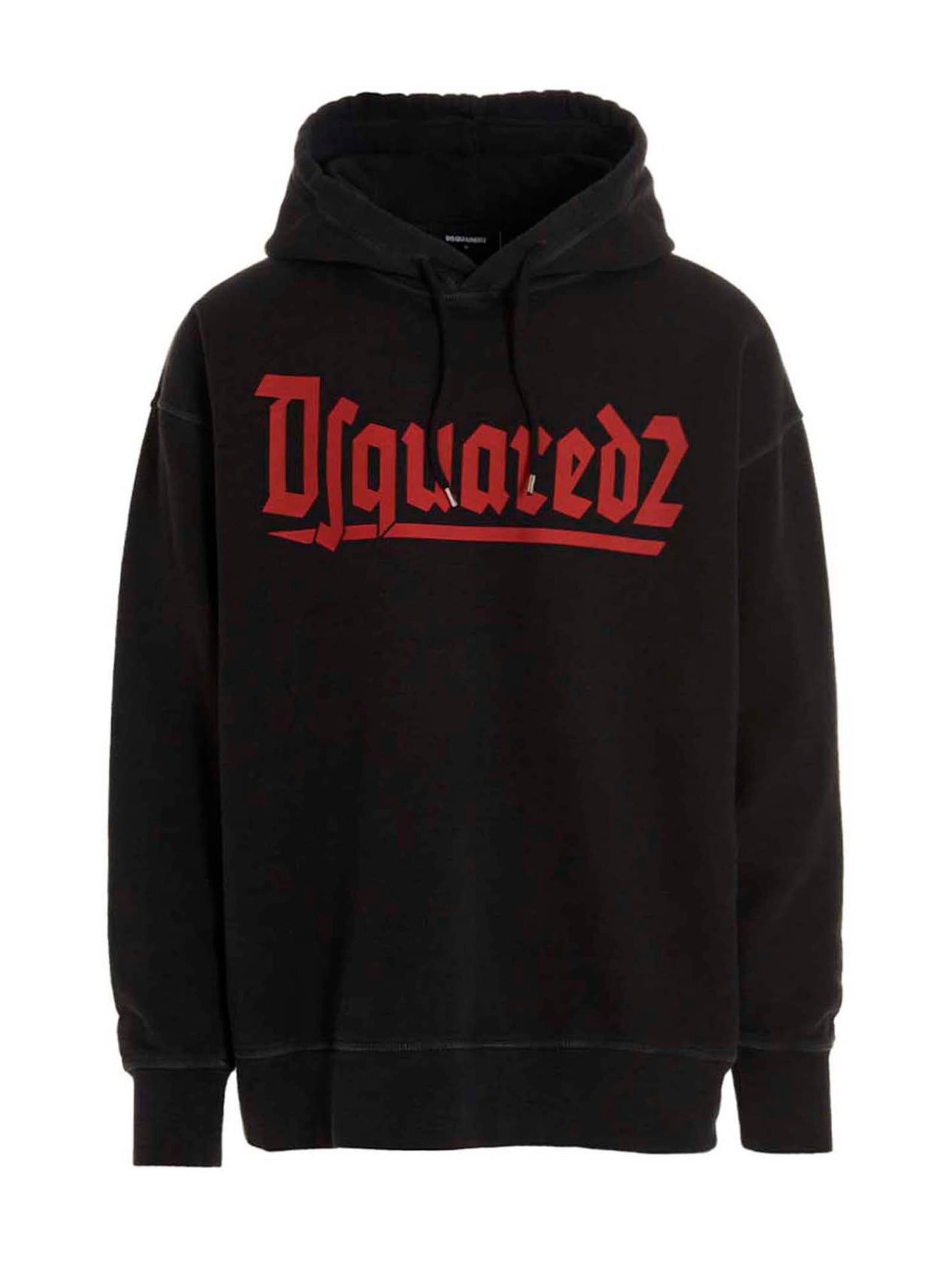 Sweatshirt Hoodie by Dsquared² for men in cotton black & print features an avant-garde silhouette, showcasing a sophisticated hooded neckline and detail for a truly avant-garde finish.