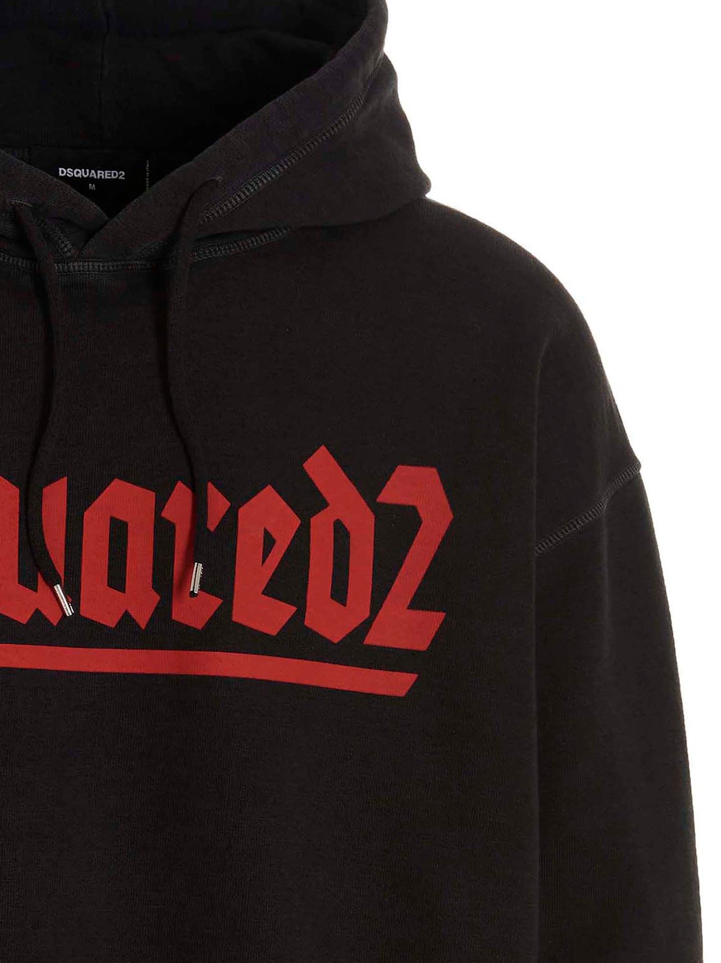 Sweatshirt Hoodie by Dsquared² for men in cotton black & print features an dramatic silhouette, showcasing a sophisticated hooded neckline and dramatic for a refined, modern aesthetic.