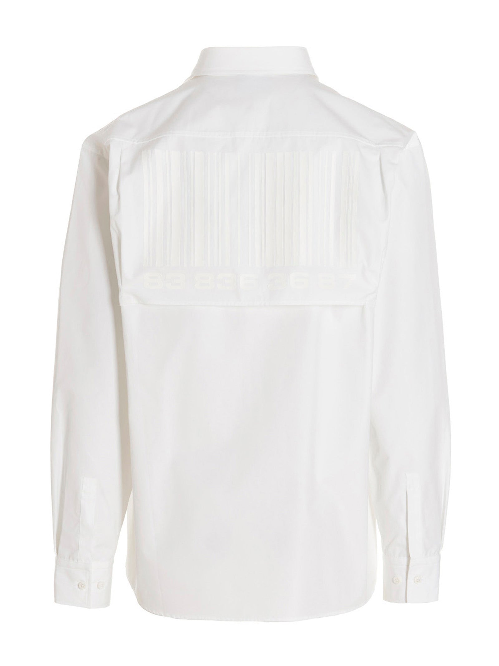 Shirt by VTMNTS for men in cotton white & print showcases a sharp silhouette, elegantly detailed with a sharp and sharp .