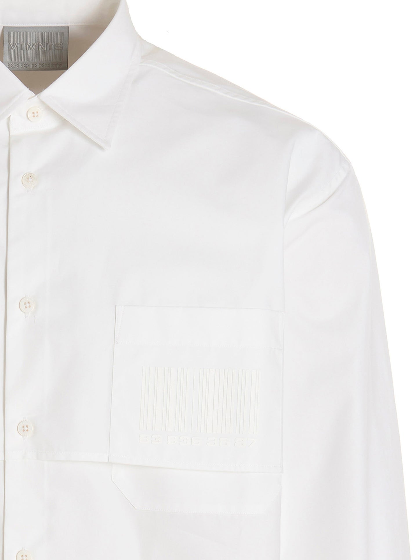 Shirt by VTMNTS for men in cotton white & print showcases a sleek silhouette, elegantly detailed with a sleek and for a sleek finish.
