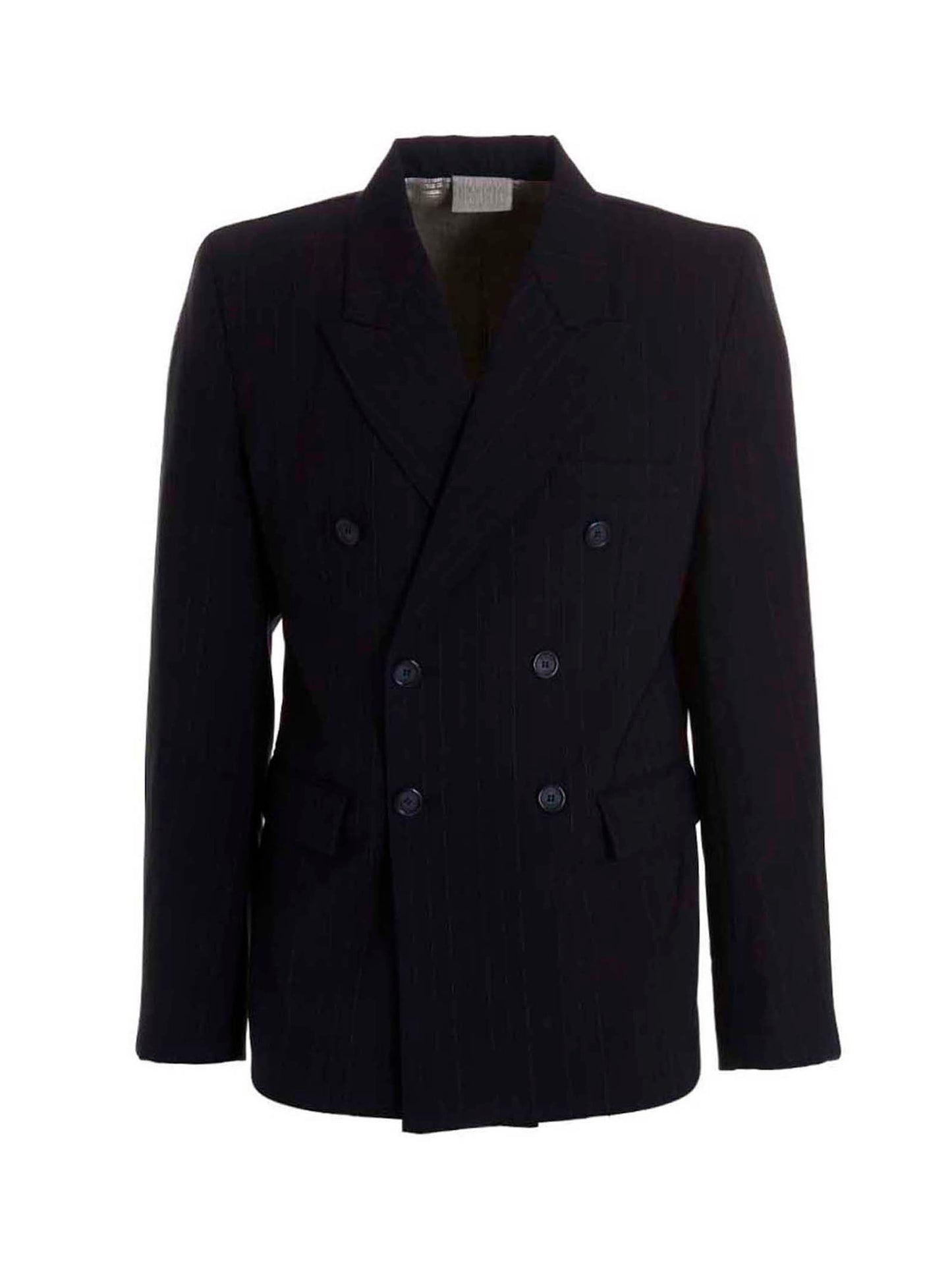 Blazer by VTMNTS for men in virgin wool blue & multicolor features an sartorial silhouette, showcasing a sophisticated and sartorial for a truly sartorial finish.