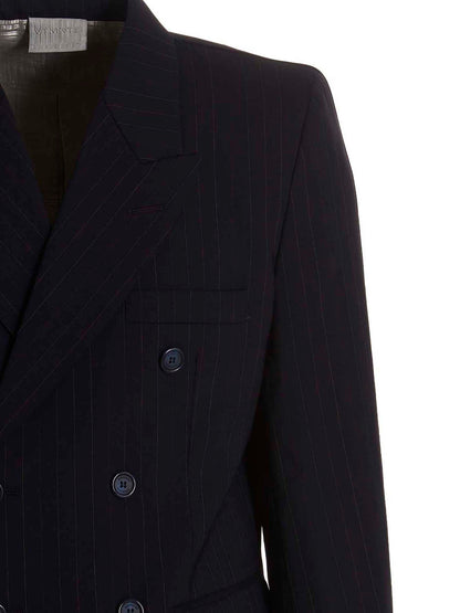 Blazer by VTMNTS for men in virgin wool blue & multicolor showcases a polished silhouette, highlighted by a refined and polished for a sophisticated finish.