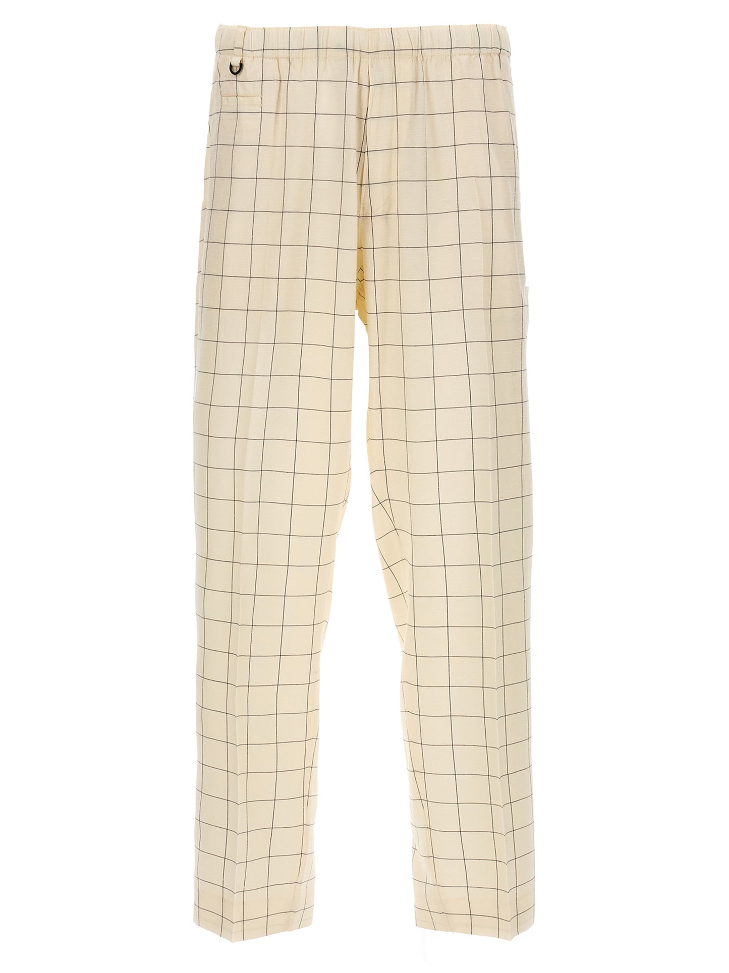 Casual Pants by Undercover for men in rayon silk bicolour, black, white & checkered features an sartorial and long with a cut for a sartorial finish.